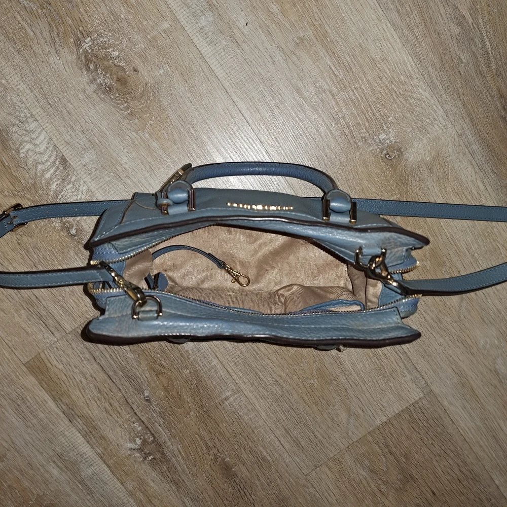Michael Kors Blue Leather Satchel Crossbody Strap Bag